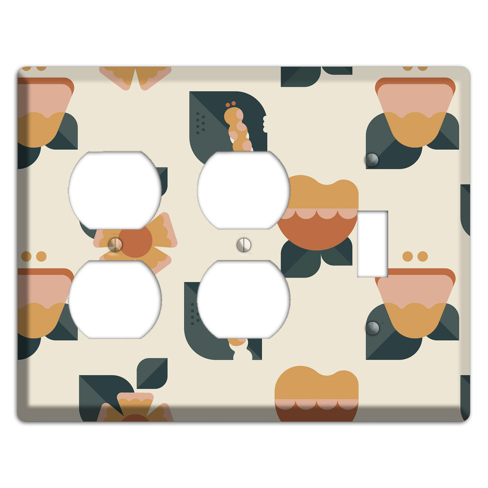 Retro Floral Caterpillar 2 Duplex / Toggle Wallplate