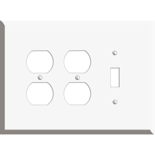 Oversized Discontinued White Metal 2 Duplex / Toggle Wallplate