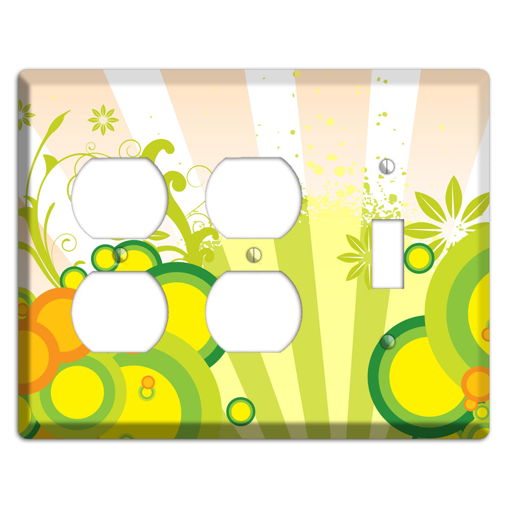 Green Yellow Orange Retro Sprig 2 Duplex / Toggle Wallplate