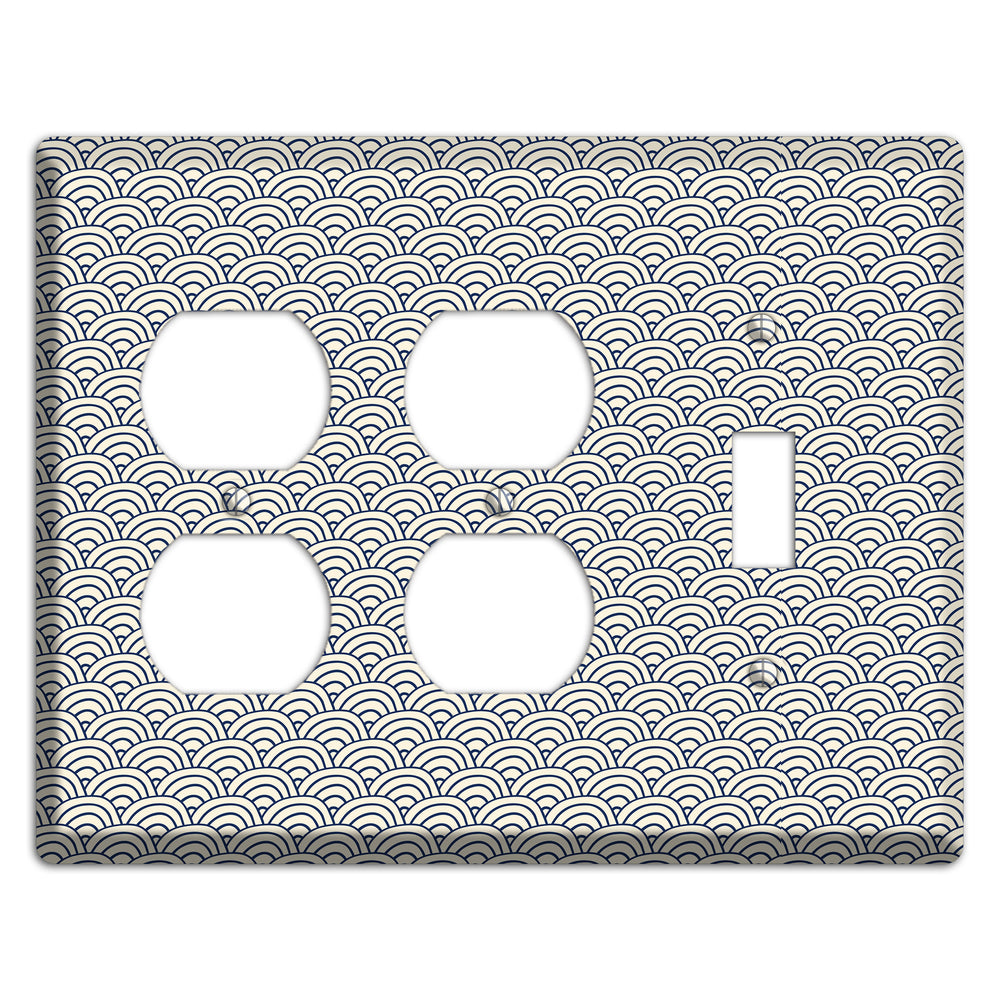 Beige Scallop Print 2 Duplex / Toggle Wallplate
