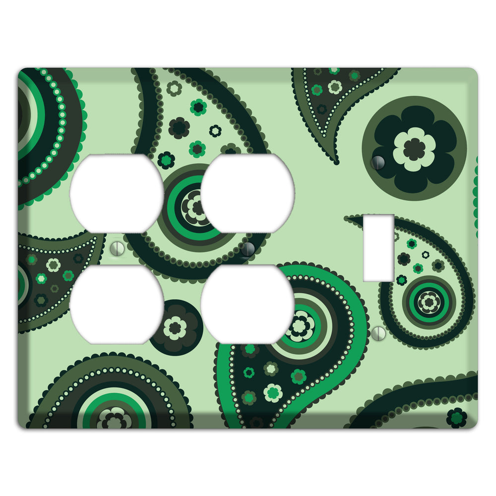 Green Paisley 2 Duplex / Toggle Wallplate