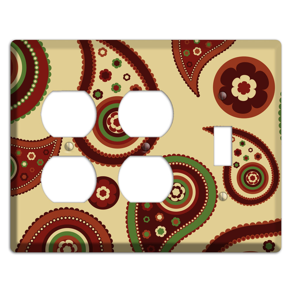 Beige Paisley 2 Duplex / Toggle Wallplate