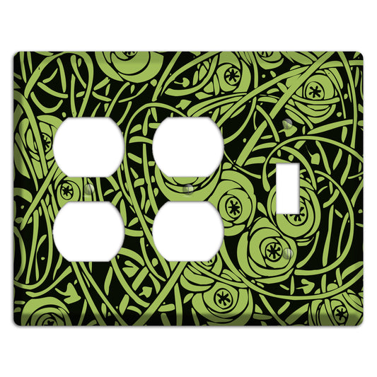 Green Deco Floral 2 Duplex / Toggle Wallplate