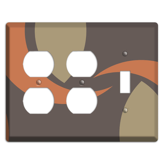 Grey Beige and Orange Abstract 2 Duplex / Toggle Wallplate