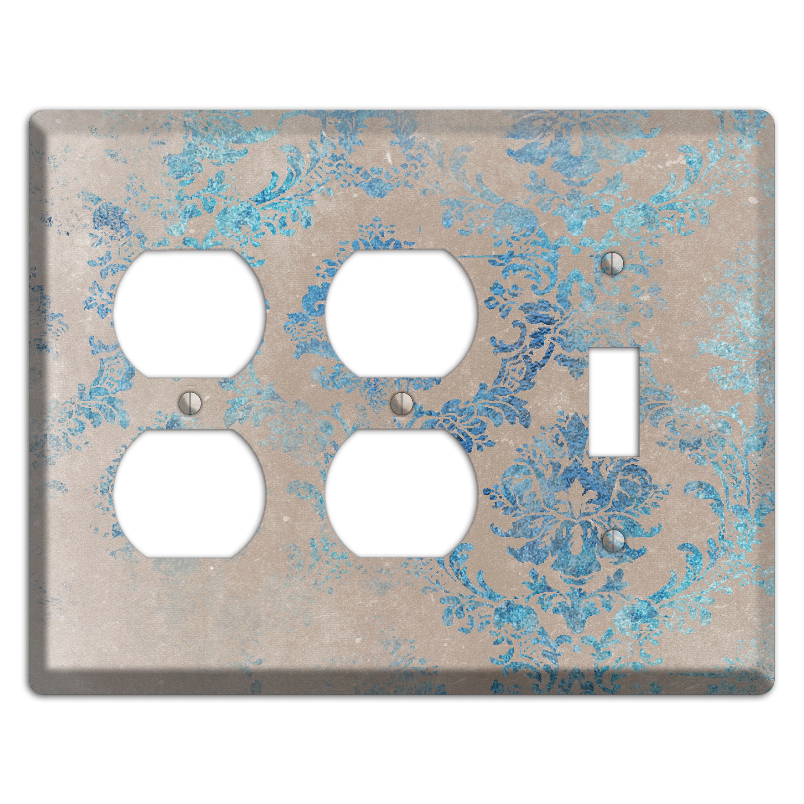 Pewter Whimsical Damask 2 Duplex / Toggle Wallplate