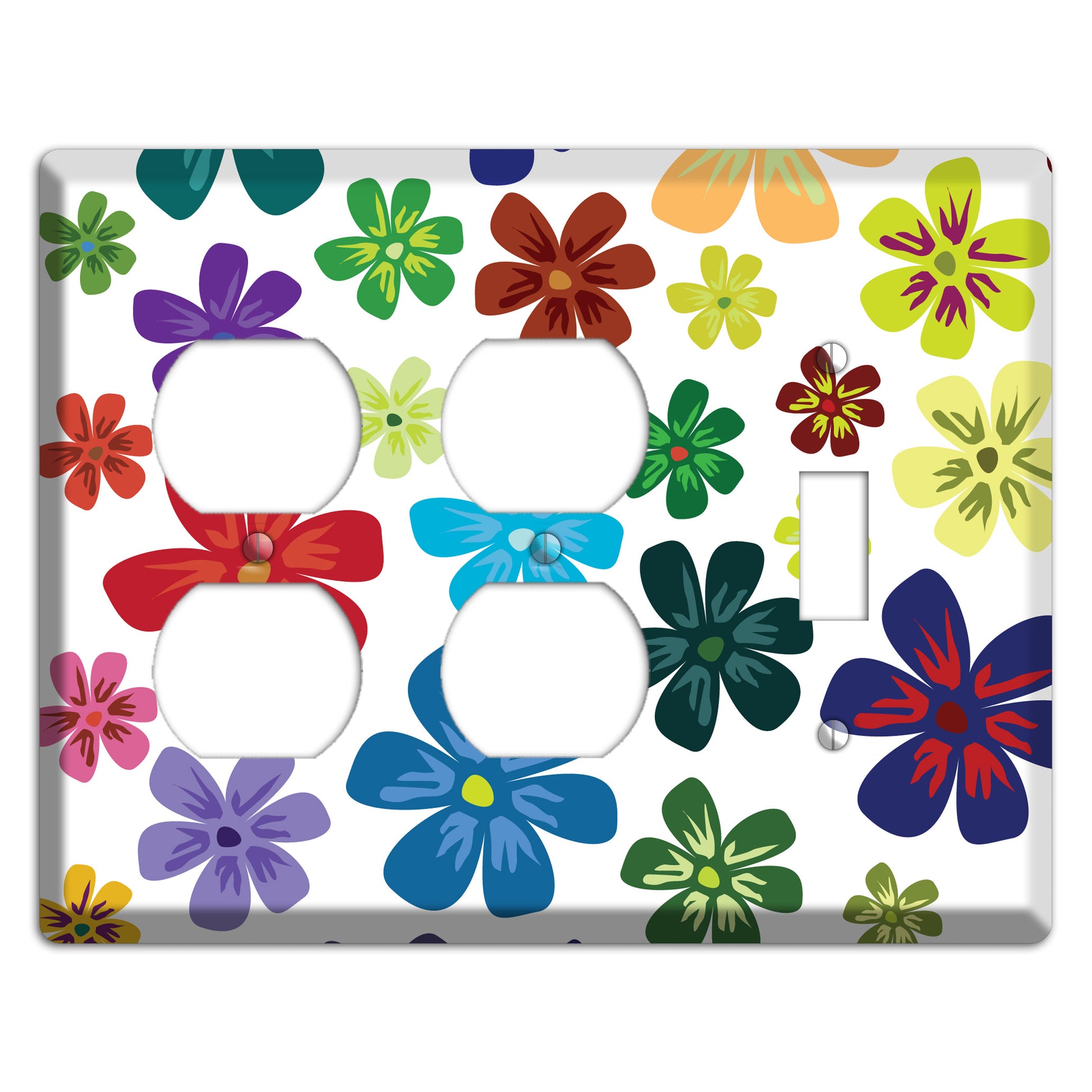White Flowers 2 Duplex / Toggle Wallplate