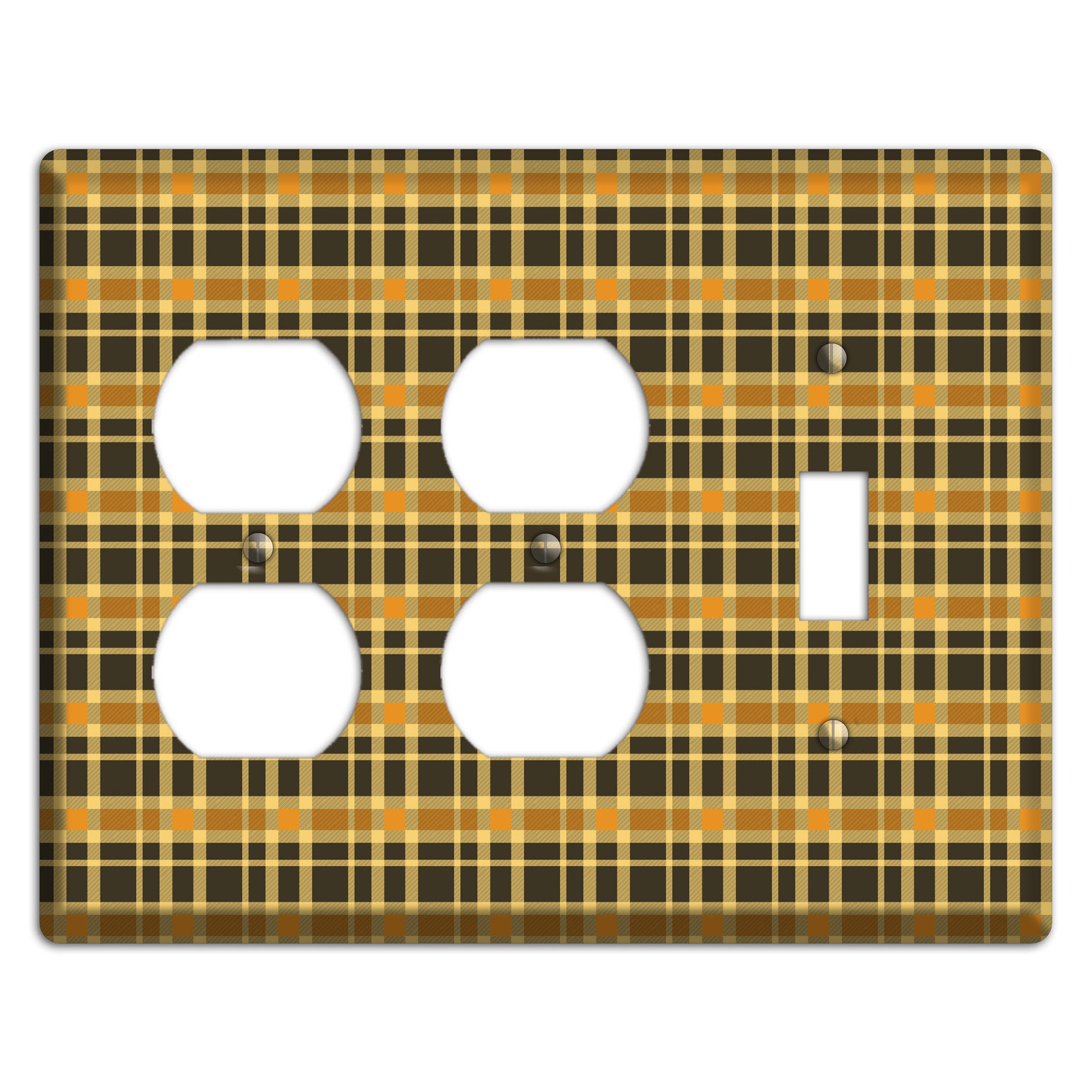 Mustard and Black Plaid 2 Duplex / Toggle Wallplate