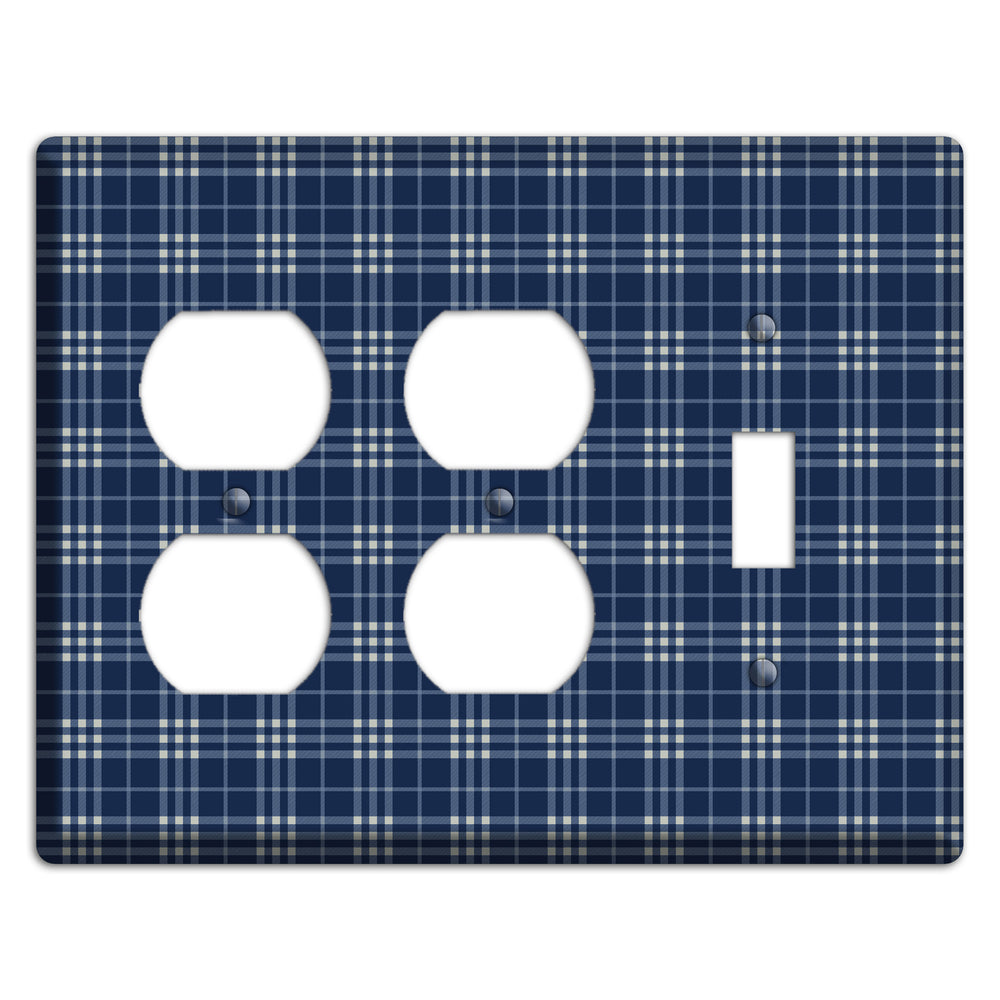 Blue and White Plaid 2 Duplex / Toggle Wallplate