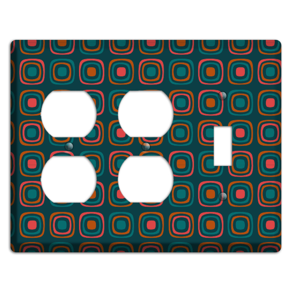 Teal and Pink Rounded Squares 2 Duplex / Toggle Wallplate