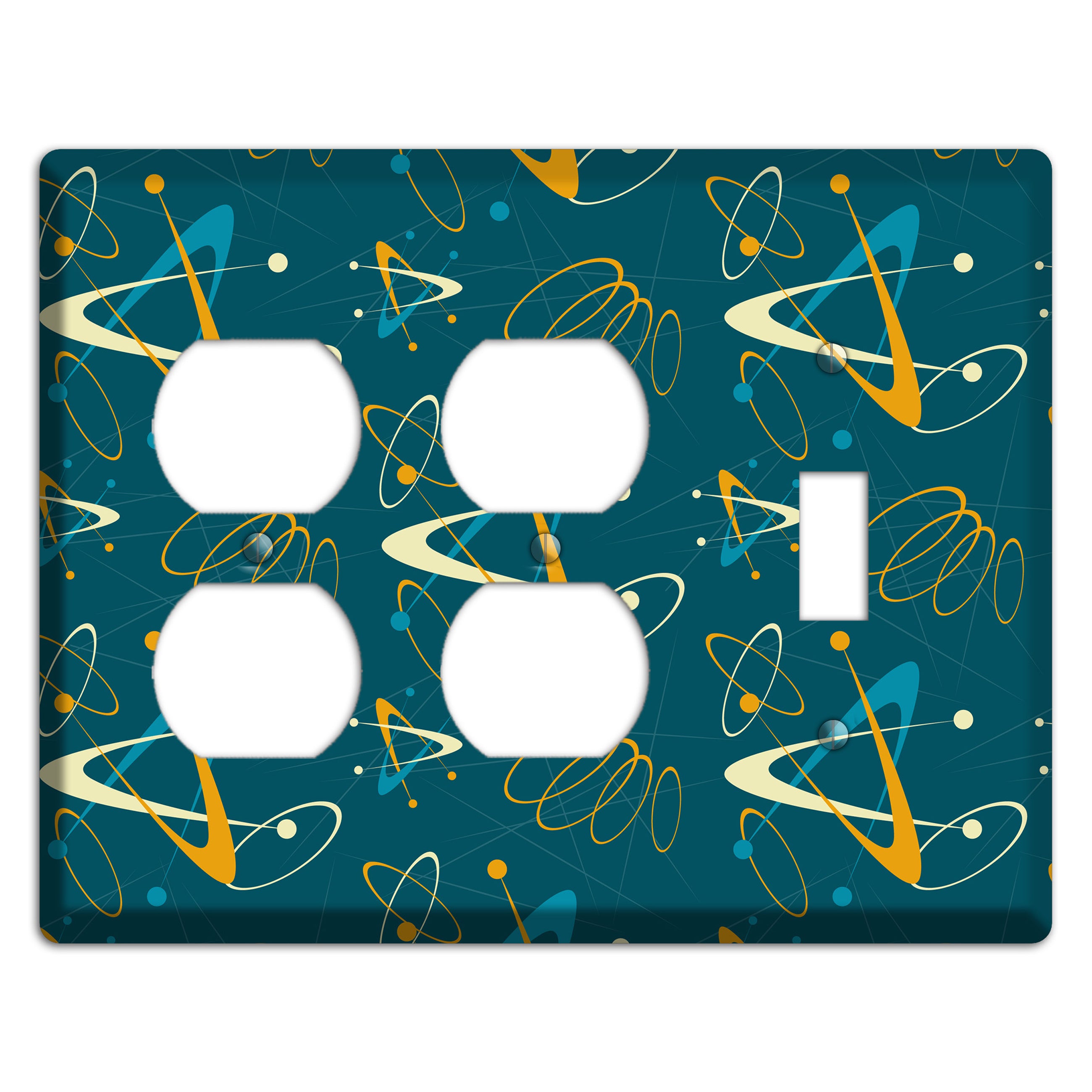 Mustard and Blue Atomic 2 Duplex / Toggle Wallplate