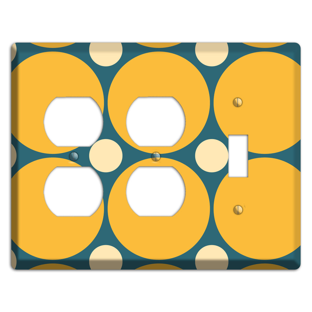Jade with Mustard and Beige Multi Tiled Large Dots 2 Duplex / Toggle Wallplate