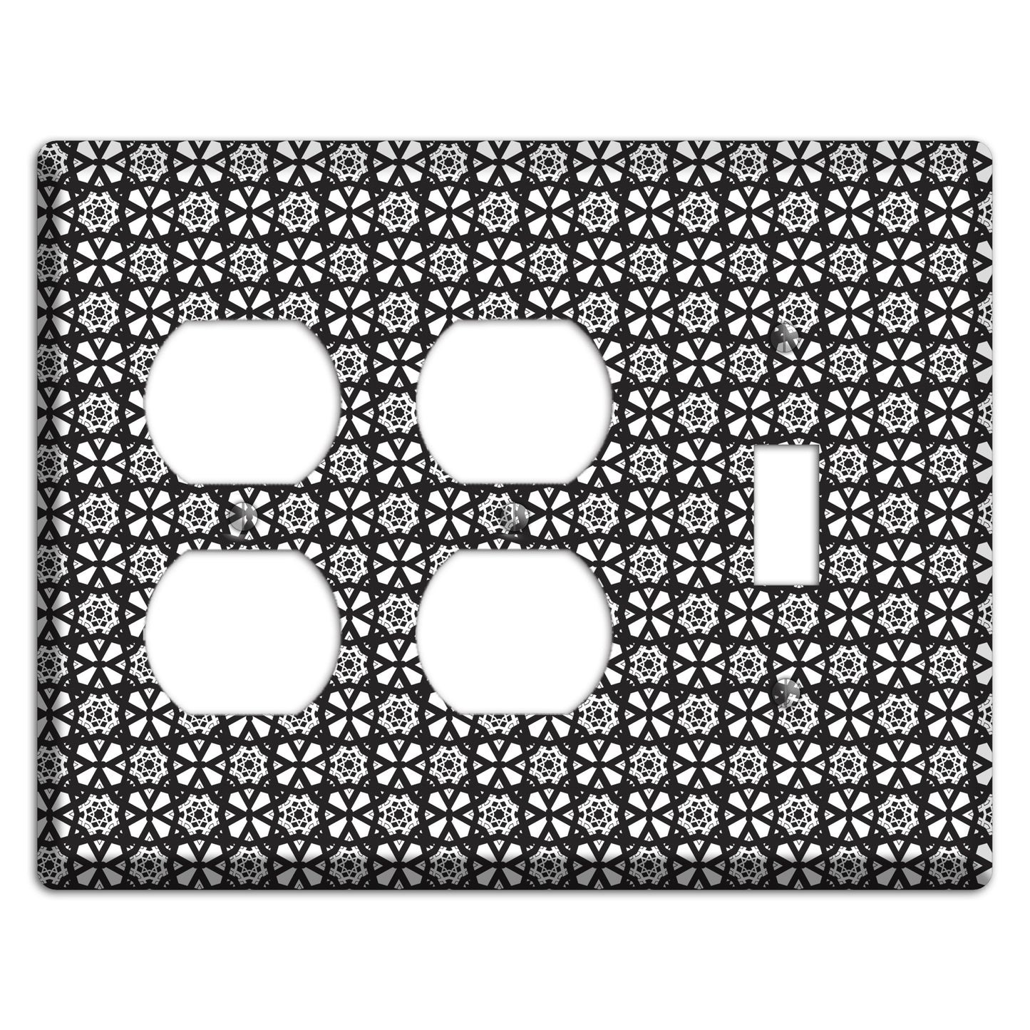 White with Black Arabesque 2 Duplex / Toggle Wallplate