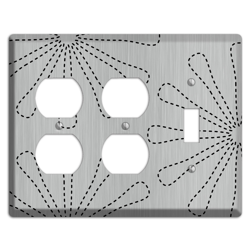 Retro Stipple Floral Stainless Steel 2 Duplex / Toggle Wallplate