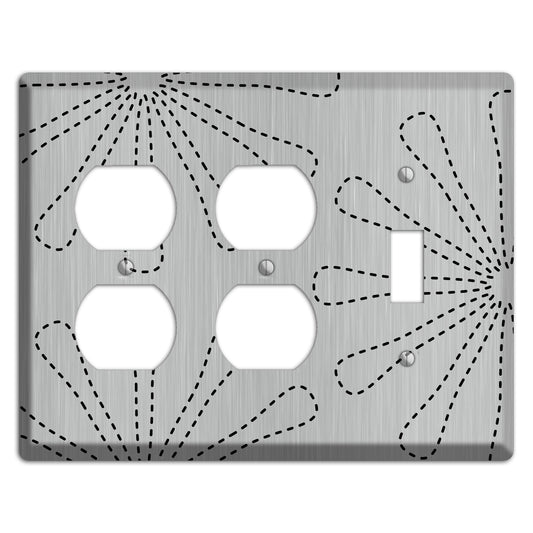 Retro Stipple Floral  Stainless 2 Duplex / Toggle Wallplate