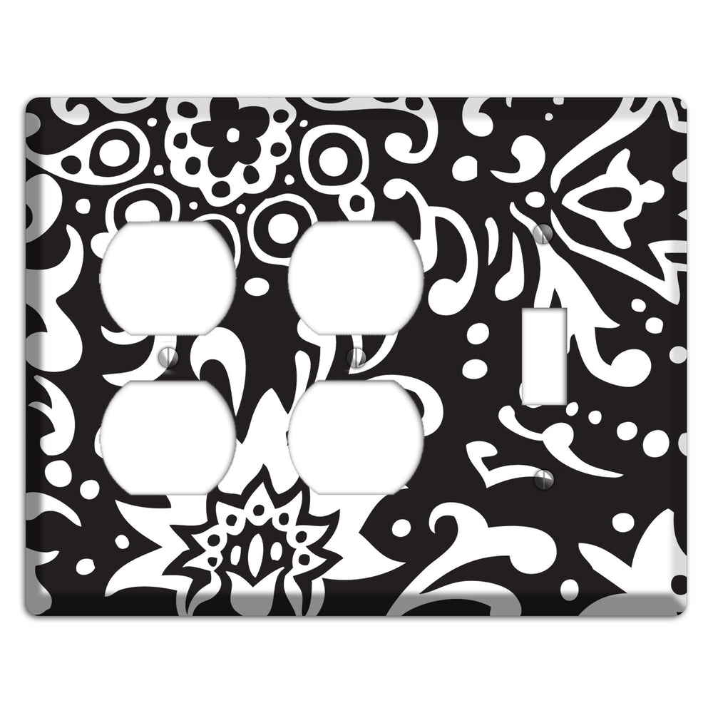 Black with White Boteh 2 Duplex / Toggle Wallplate