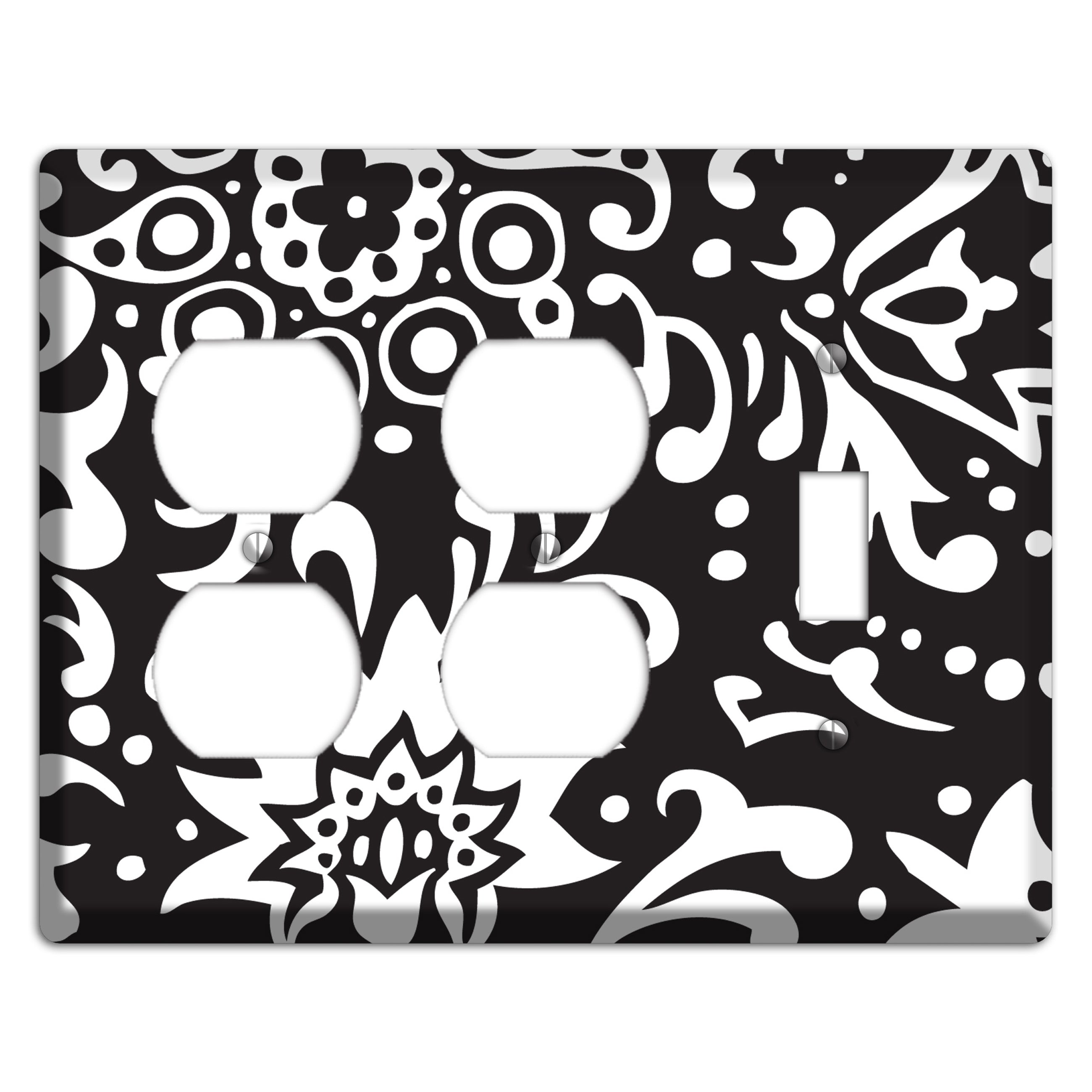Black with White Boteh 2 Duplex / Toggle Wallplate