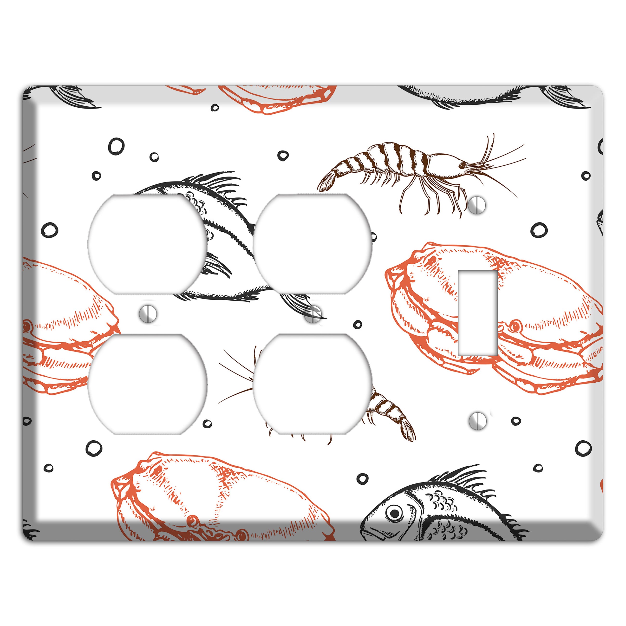 Mixed Sea Life Style 3 2 Duplex / Toggle Wallplate