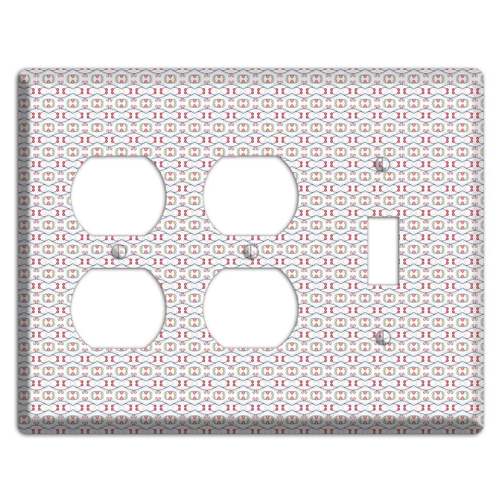 White with Red Tapestry Contour 2 Duplex / Toggle Wallplate