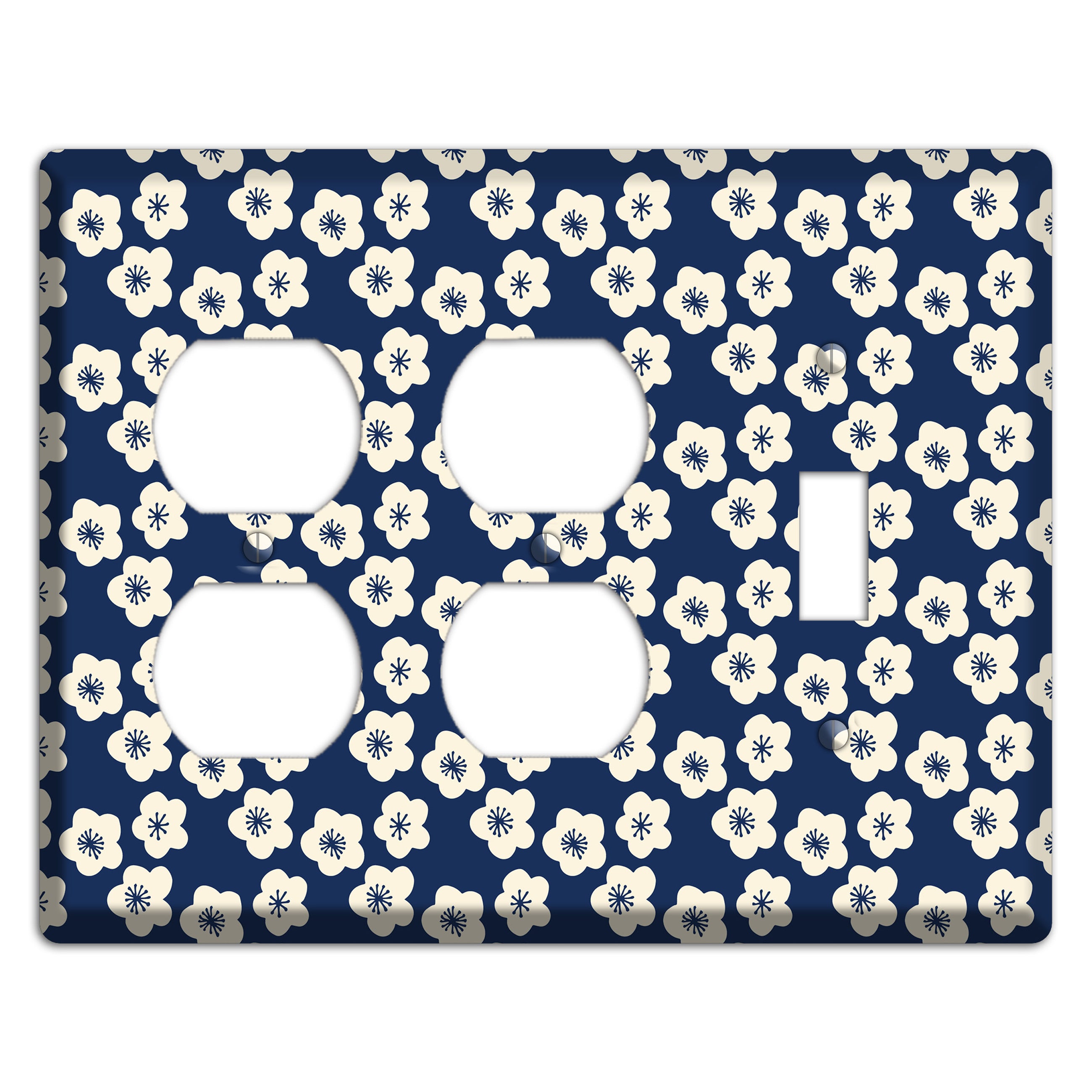 Navy Blossoms 2 Duplex / Toggle Wallplate