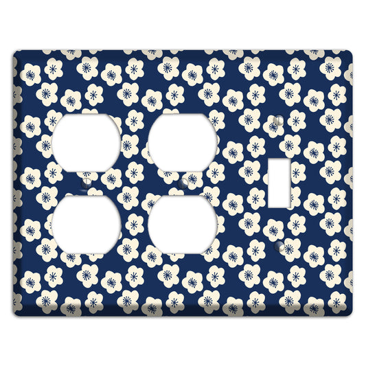 Navy Blossoms 2 Duplex / Toggle Wallplate