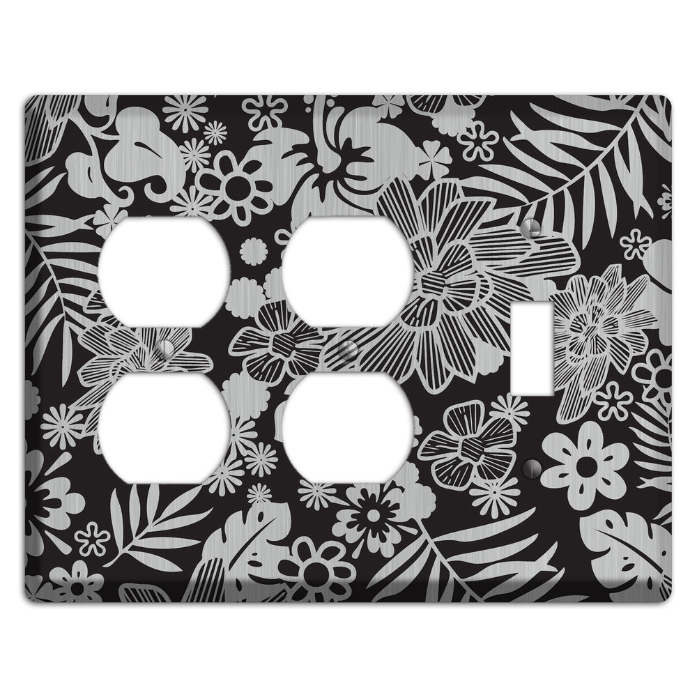 Black with Stainless Steel Tropical 2 Duplex / Toggle Wallplate