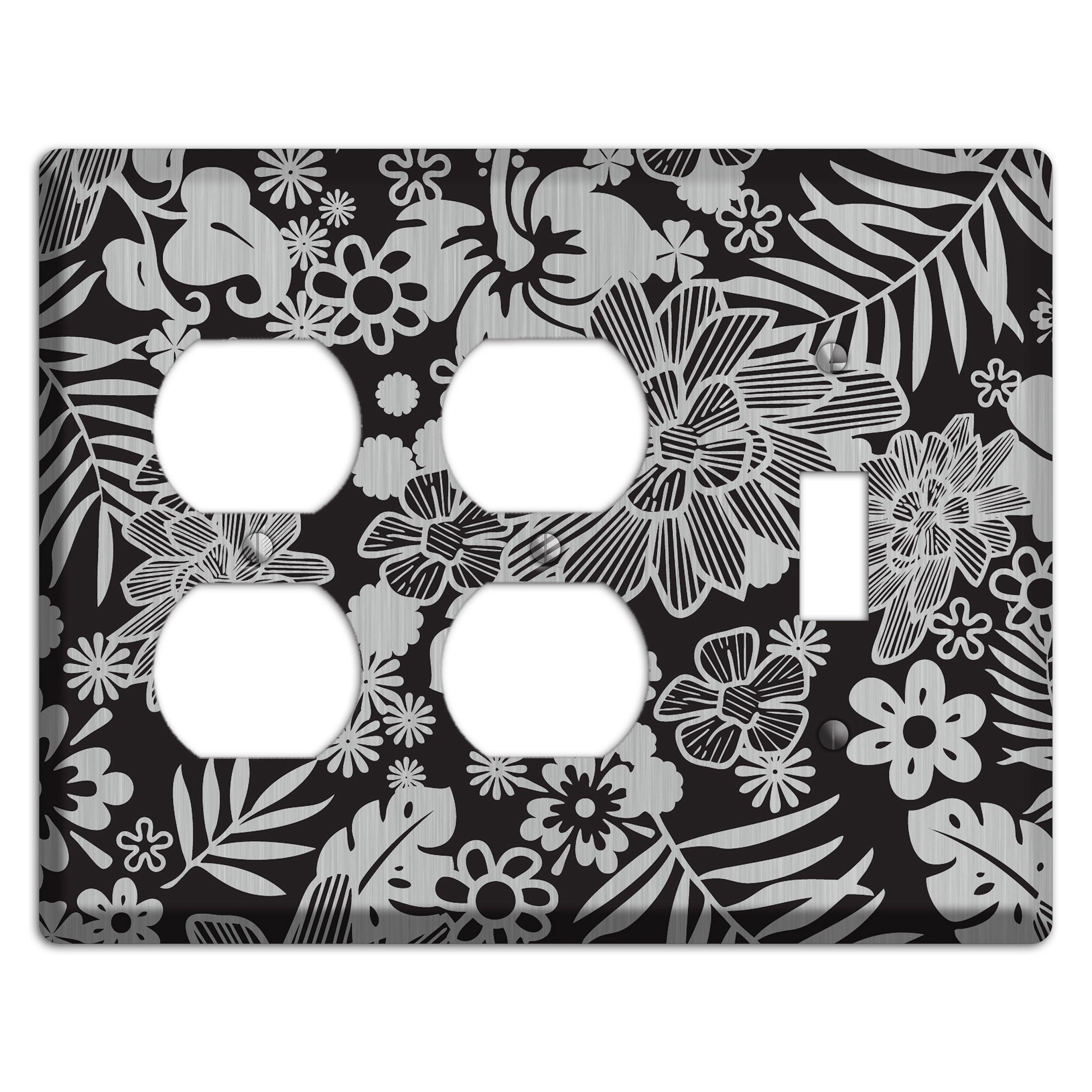 Black with Stainless Tropical 2 Duplex / Toggle Wallplate