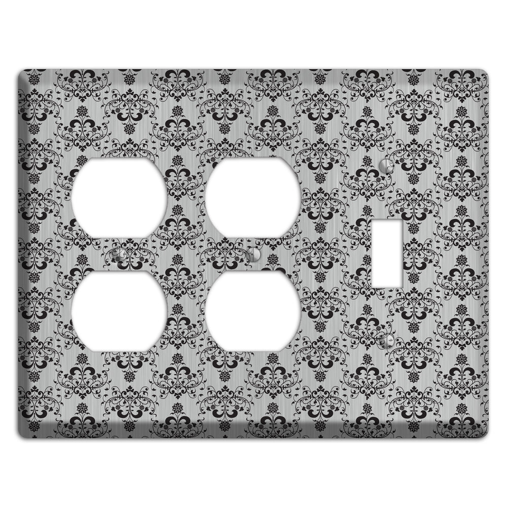 Black Cartouche Half Drop Stainless Steel 2 Duplex / Toggle Wallplate