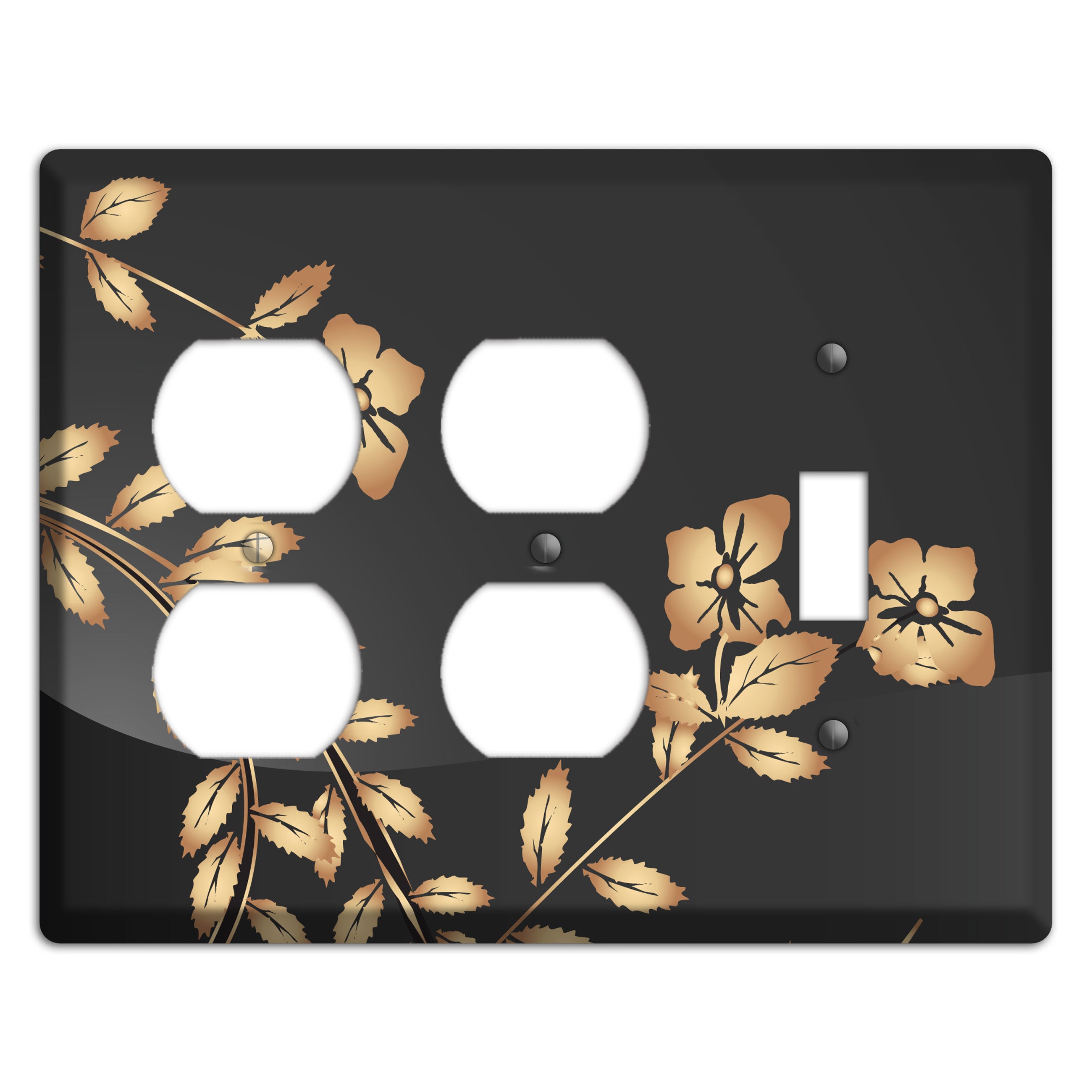 Black Sprig 2 Duplex / Toggle Wallplate