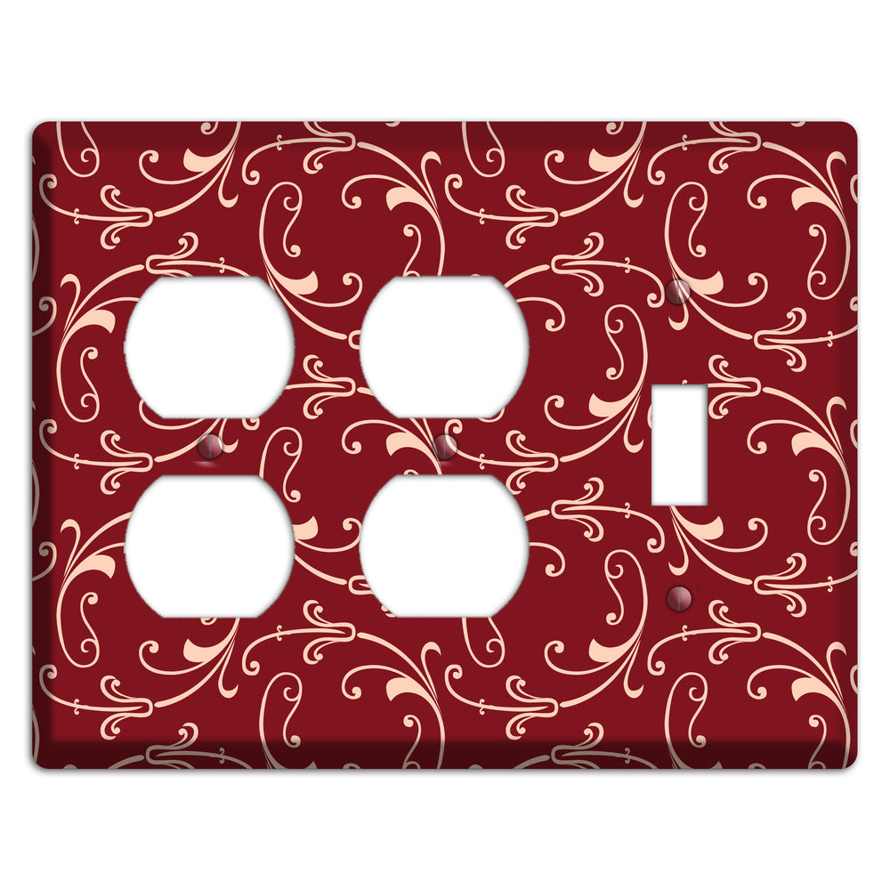 Burgundy Victorian Sprig 2 Duplex / Toggle Wallplate