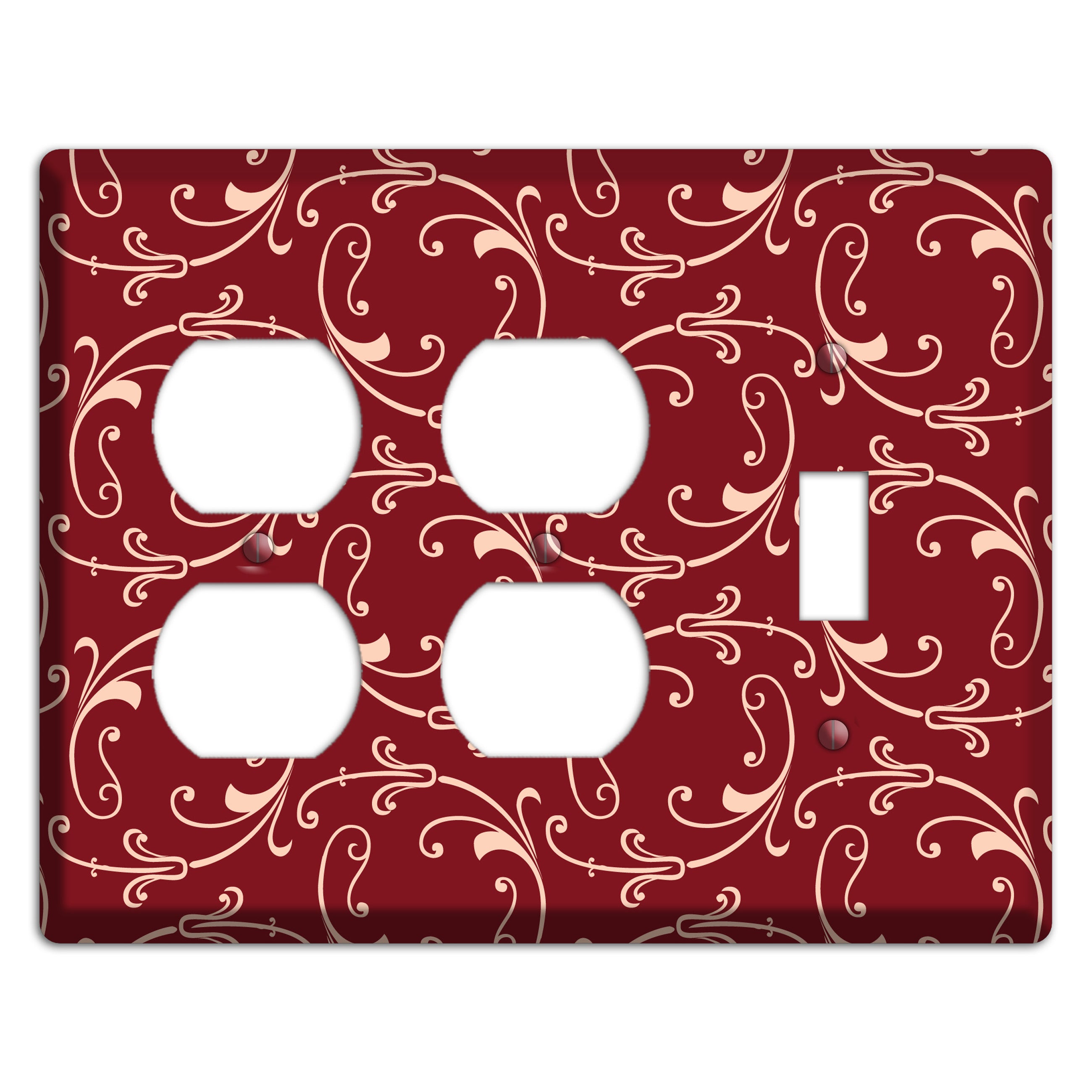 Burgundy Victorian Sprig 2 Duplex / Toggle Wallplate