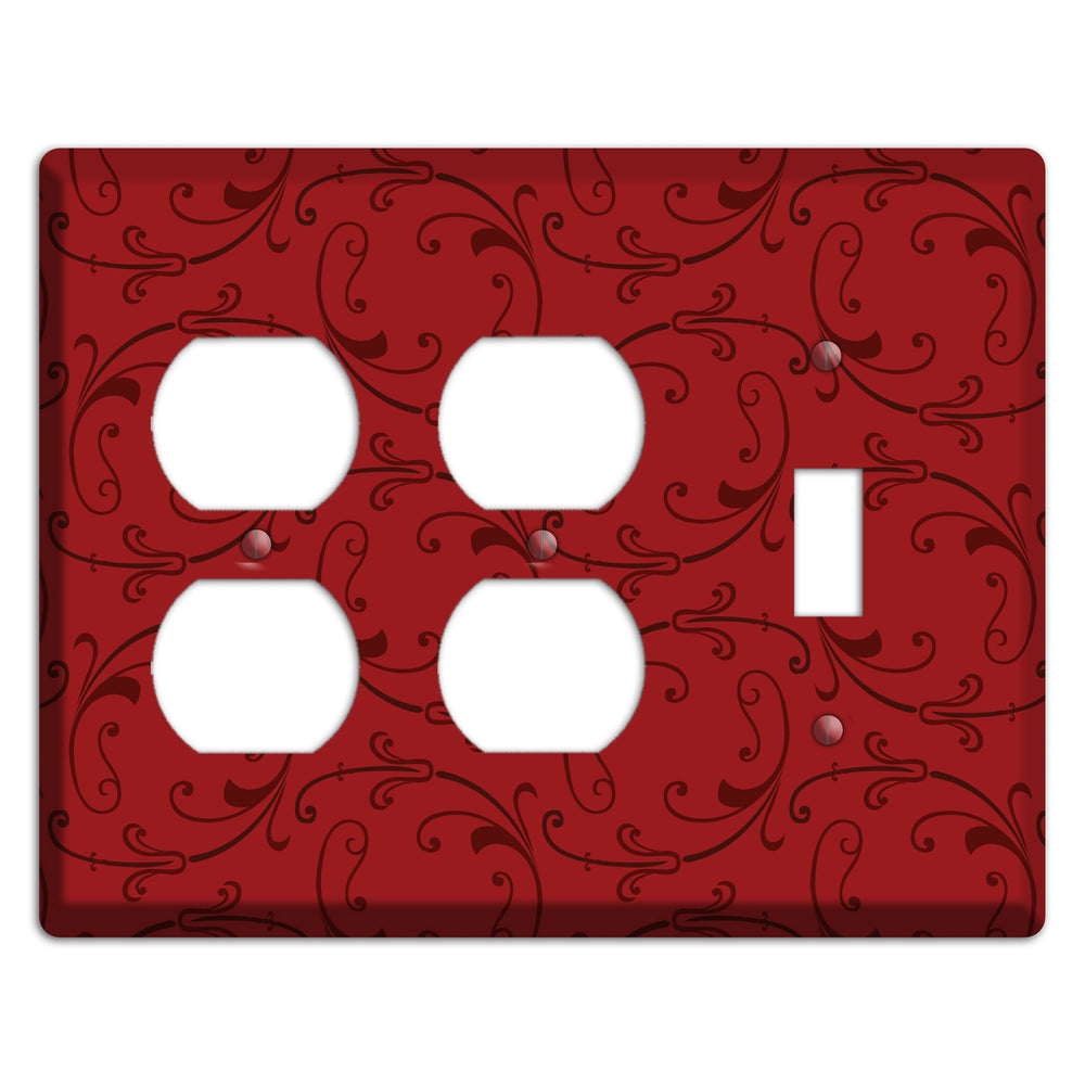 Red Victorian Sprig 2 Duplex / Toggle Wallplate