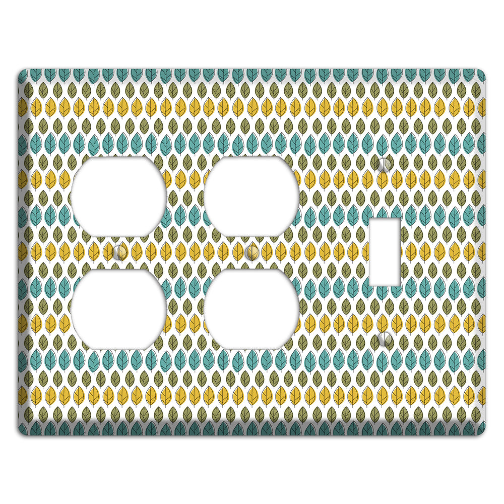 Turquoise Multi Olive Leaf Contour 2 Duplex / Toggle Wallplate