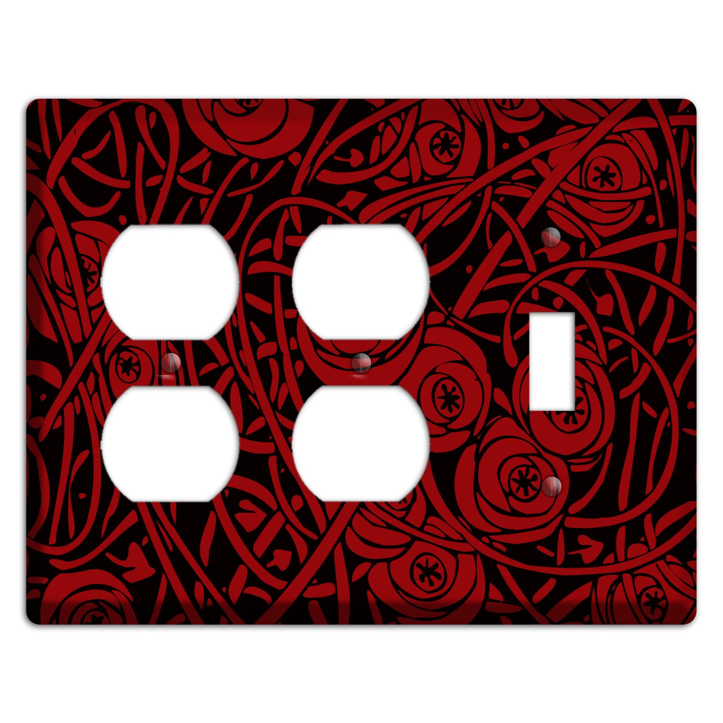 Red Deco Floral 2 Duplex / Toggle Wallplate
