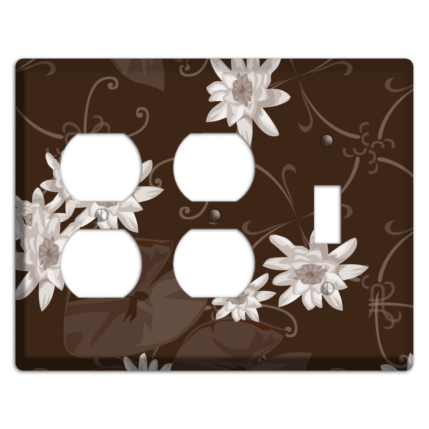 Brown with White Blooms 2 Duplex / Toggle Wallplate