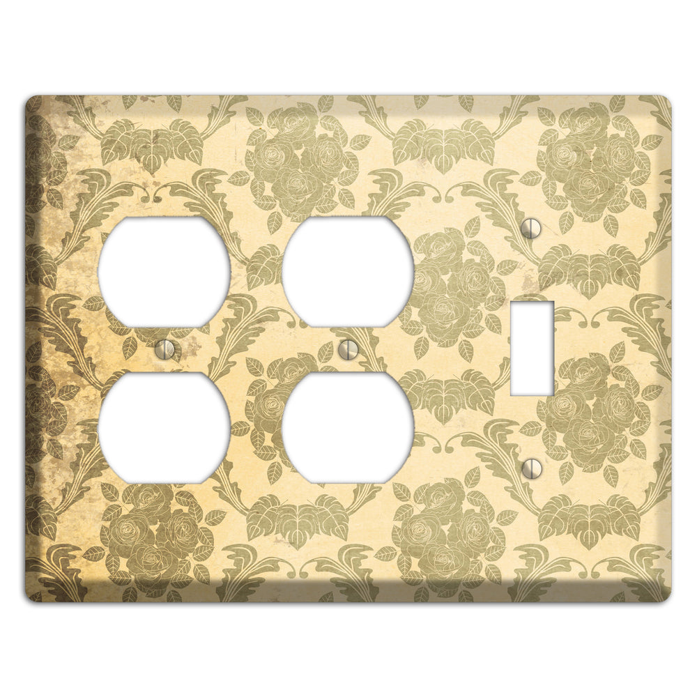 Straw Vintage Rose Damask 2 Duplex / Toggle Wallplate