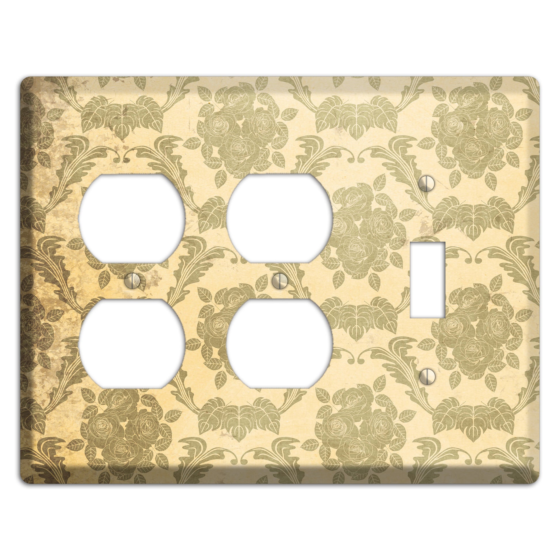 Straw Vintage Rose Damask 2 Duplex / Toggle Wallplate