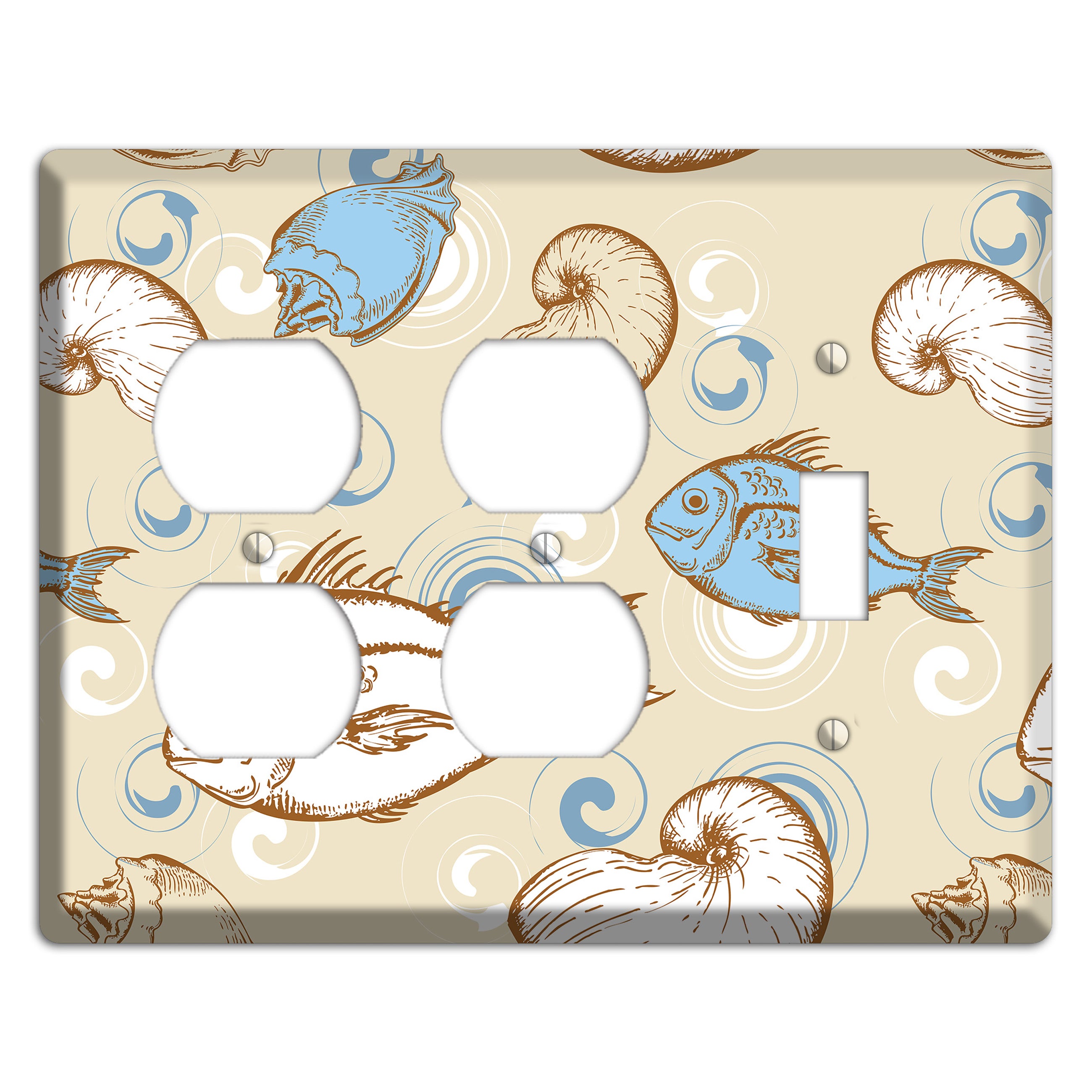 Mixed Sea Life Style 2 2 Duplex / Toggle Wallplate