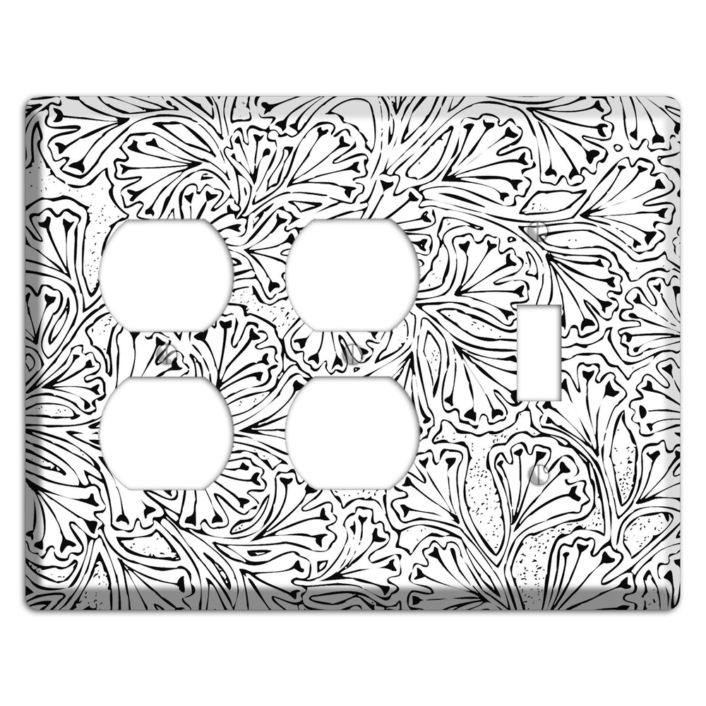 Deco White with Black Interlocking Floral 2 Duplex / Toggle Wallplate