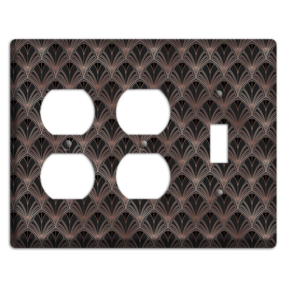 Black and Rose Deco 2 Duplex / Toggle Wallplate