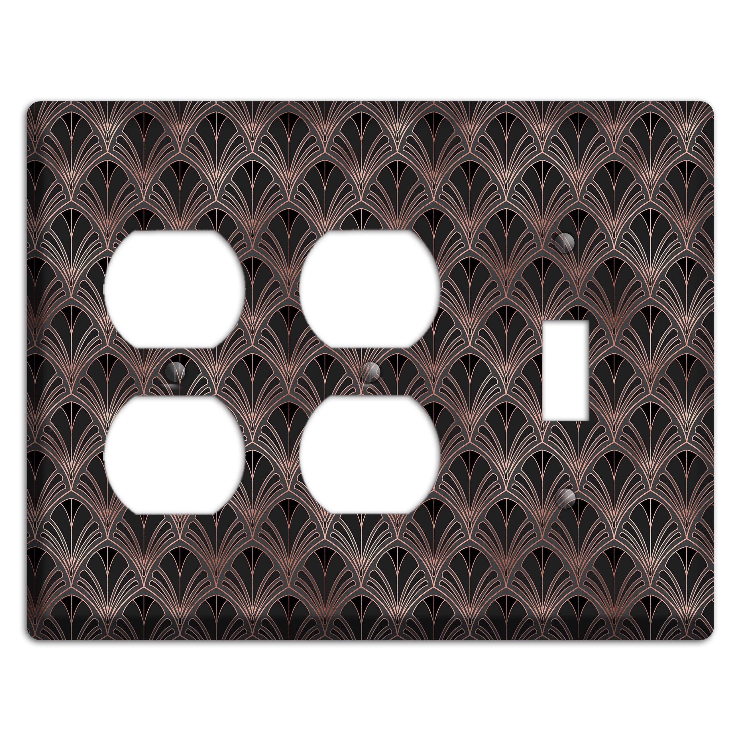 Black and Rose Deco 2 Duplex / Toggle Wallplate
