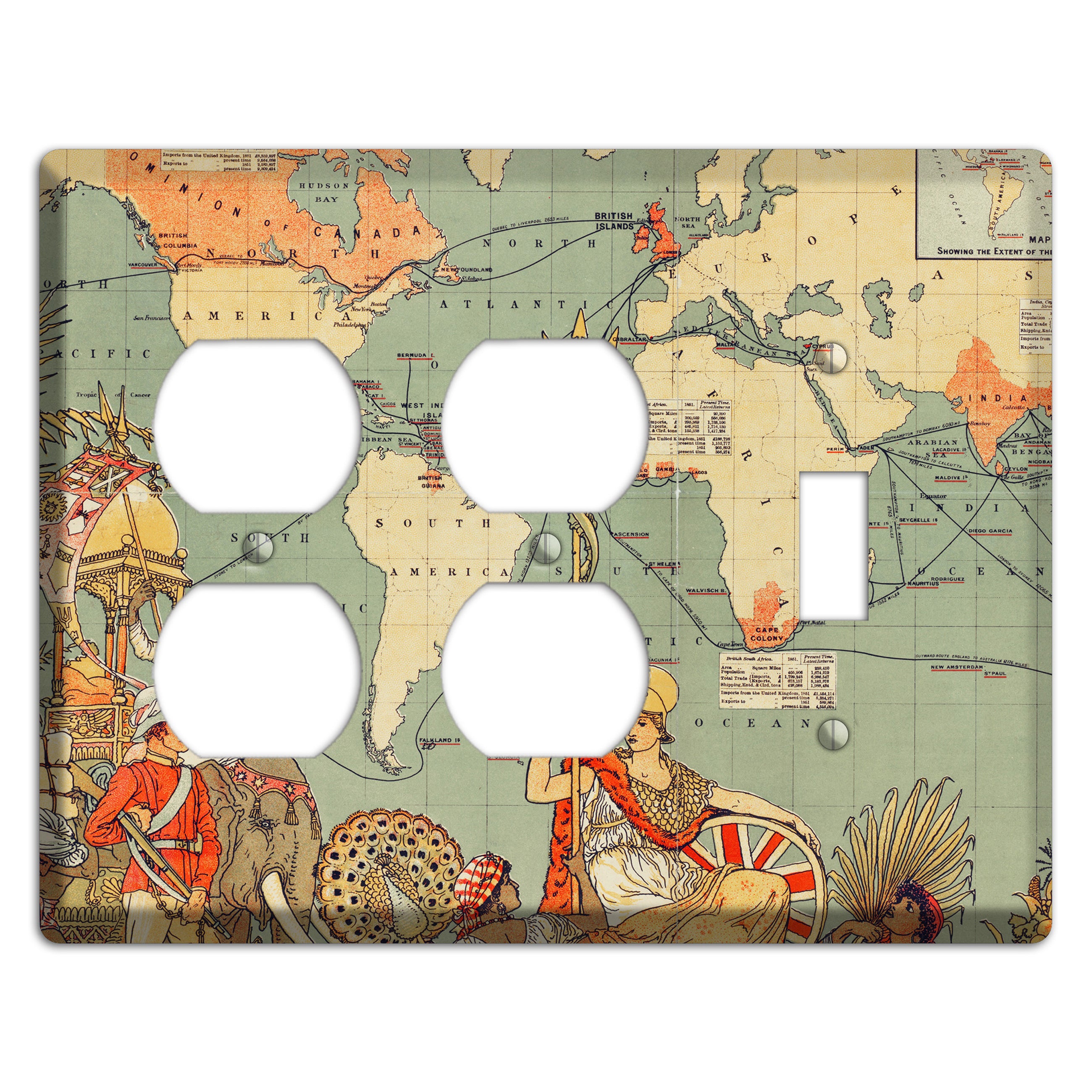 Map of Americas 2 Duplex / Toggle Wallplate