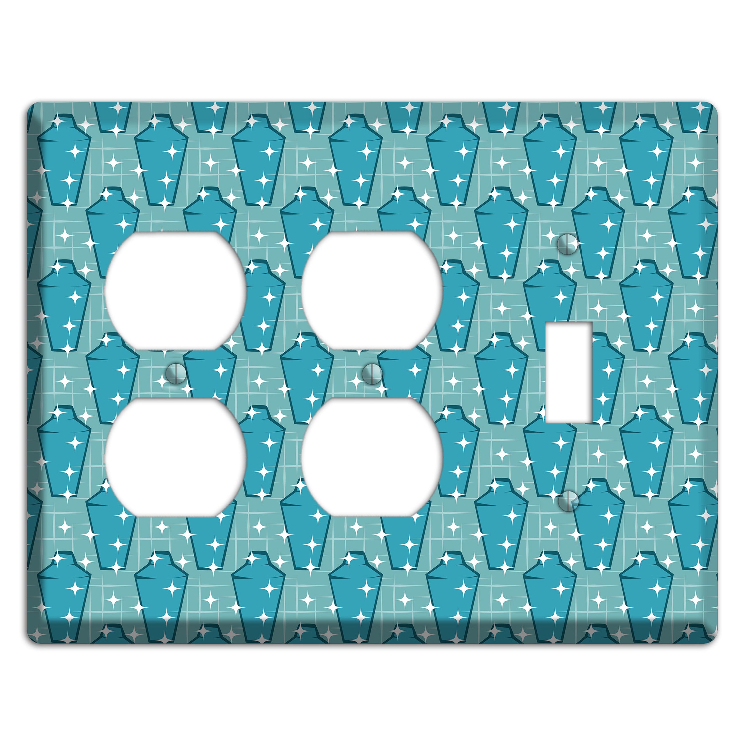 Retro Cocktail Shakers 2 Duplex / Toggle Wallplate