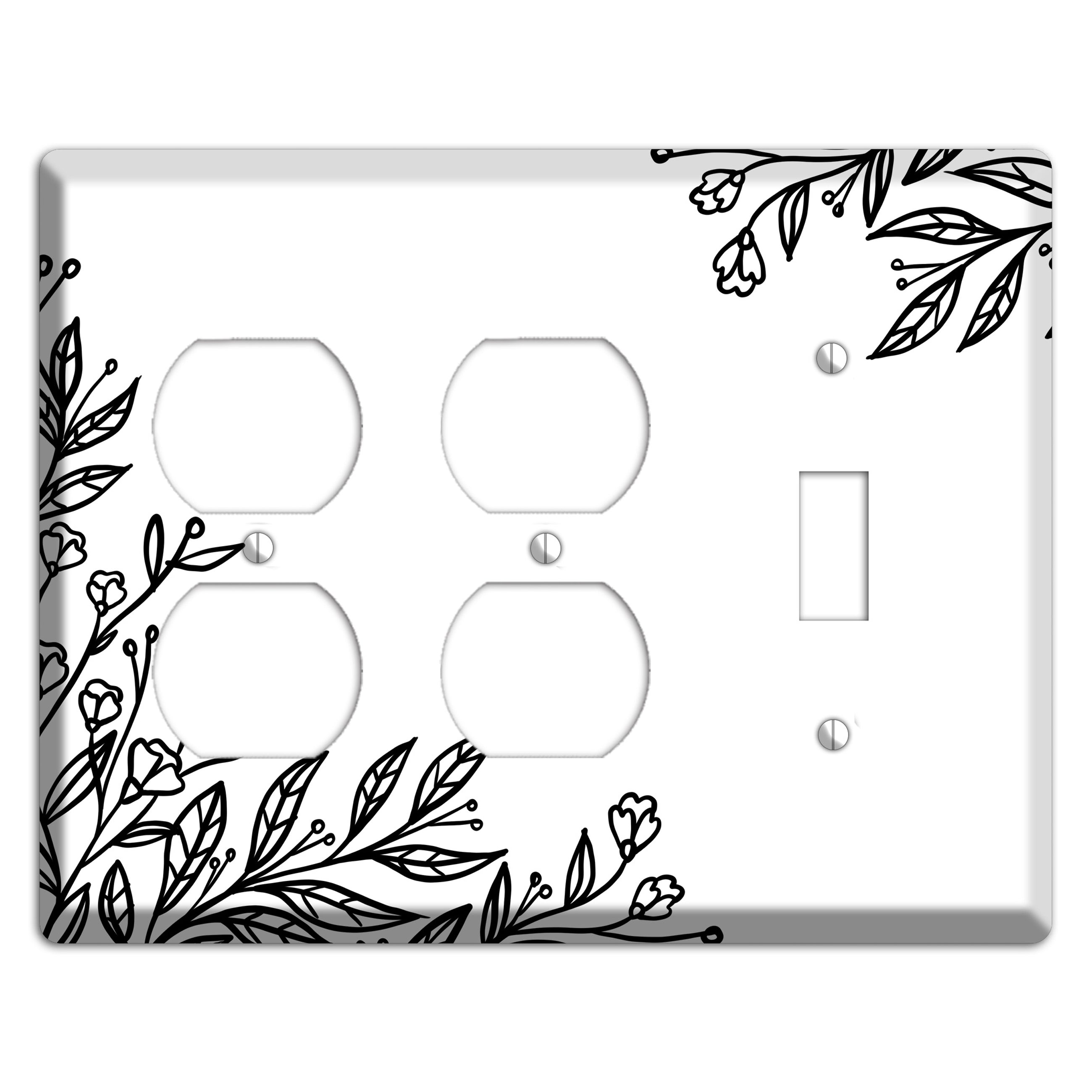 Hand-Drawn Floral 2 2 Duplex / Toggle Wallplate
