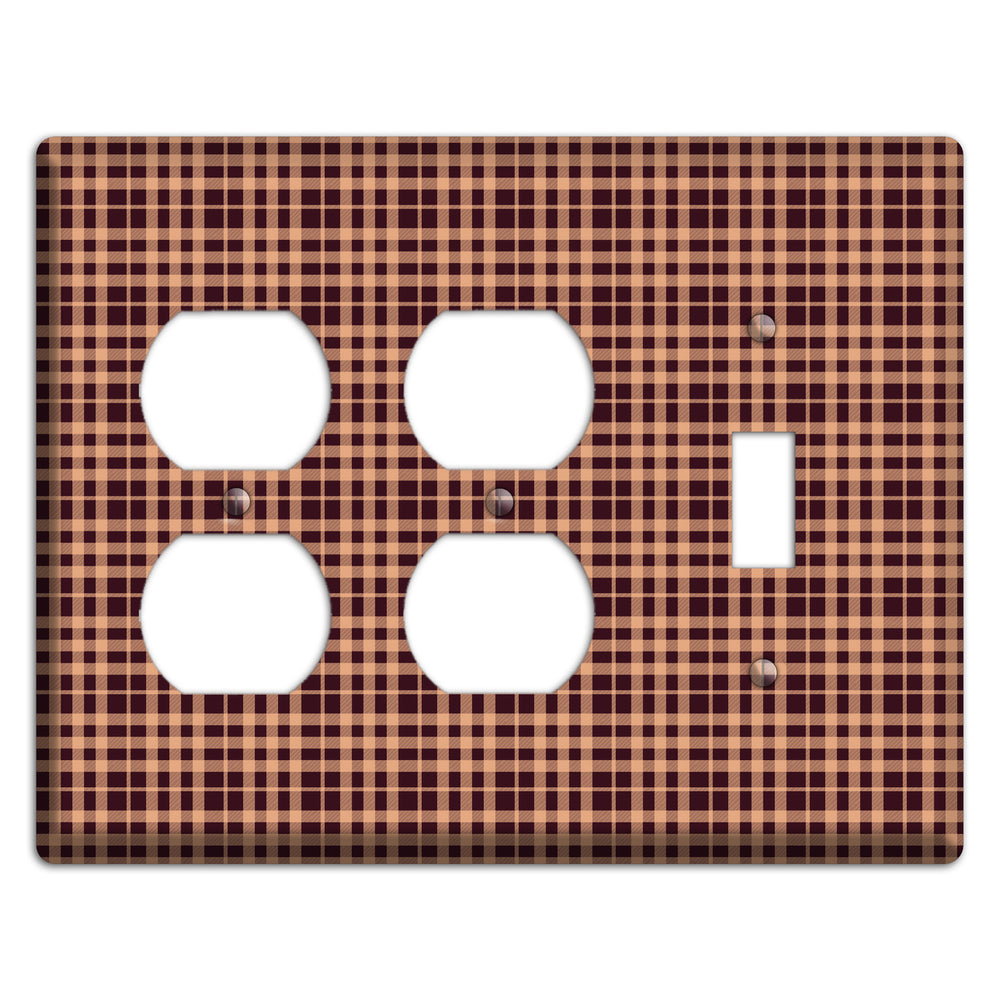 Beige and Black Plaid 2 Duplex / Toggle Wallplate