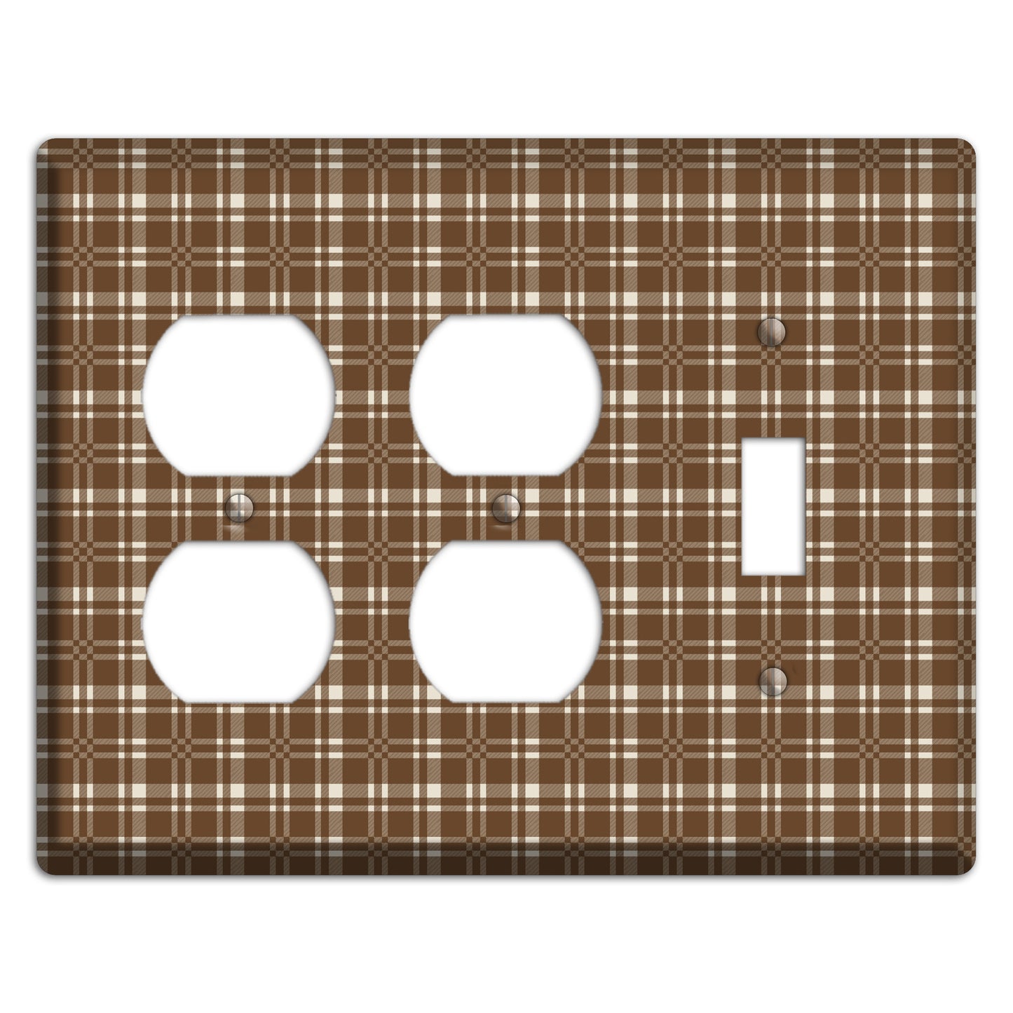 Medium Brown Plaid 2 Duplex / Toggle Wallplate