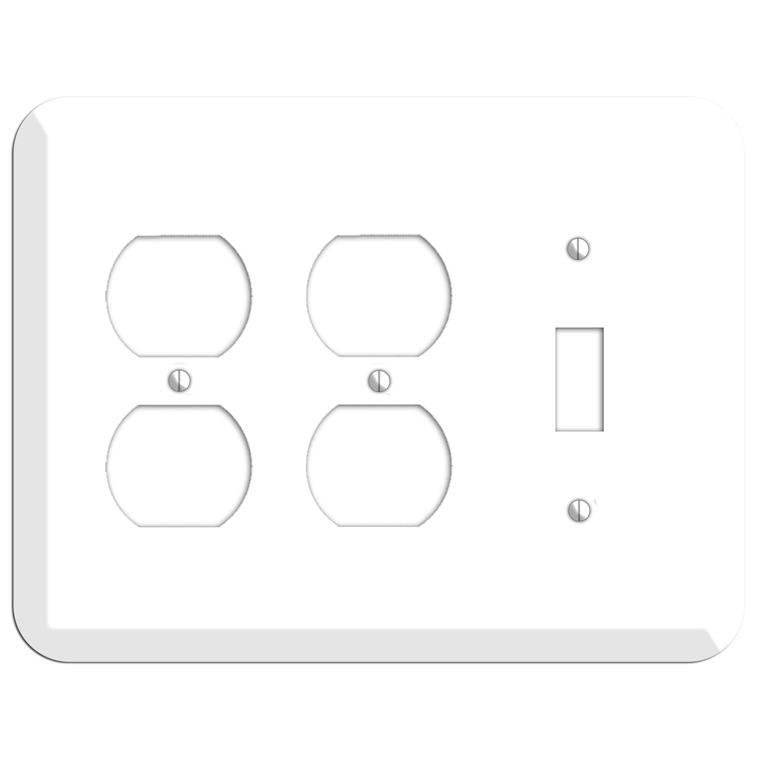 Rounded Corner White Metal 2 Duplex / Toggle Wallplate