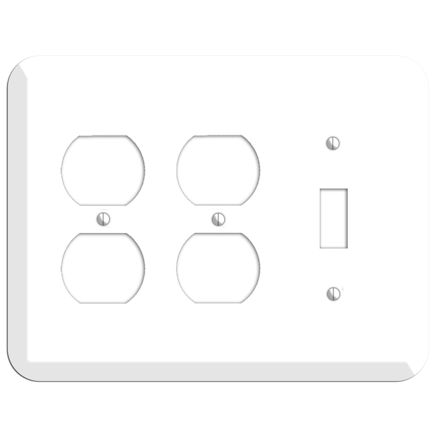 Rounded Corner White Metal 2 Duplex / Toggle Wallplate