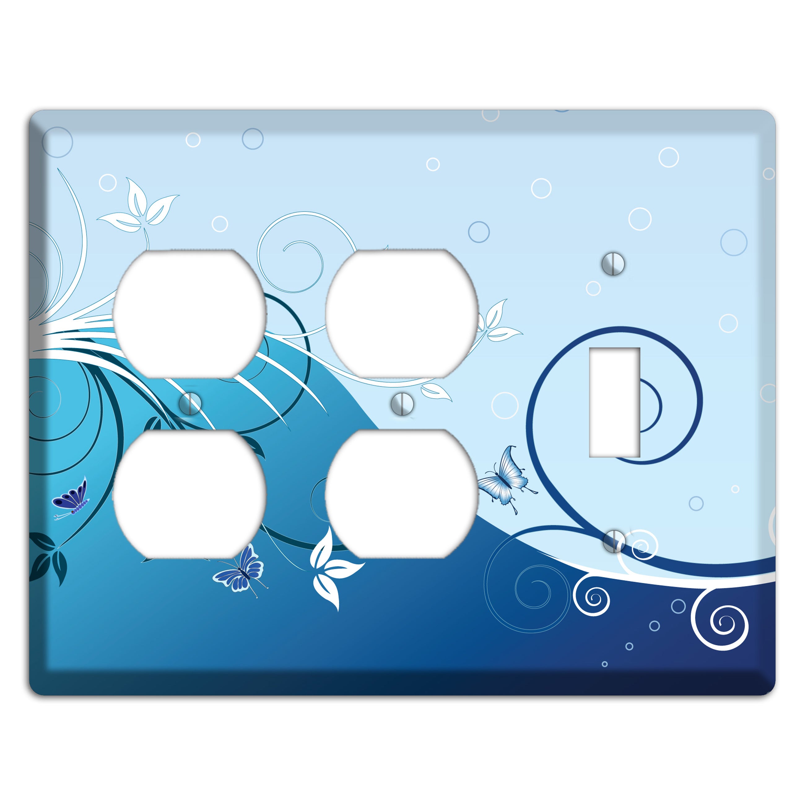 Blue Floral Sprig 2 Duplex / Toggle Wallplate