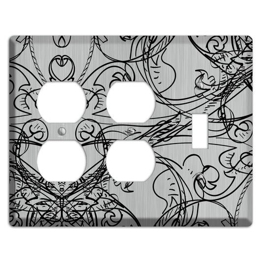 Black Deco Sketch  Stainless 2 Duplex / Toggle Wallplate