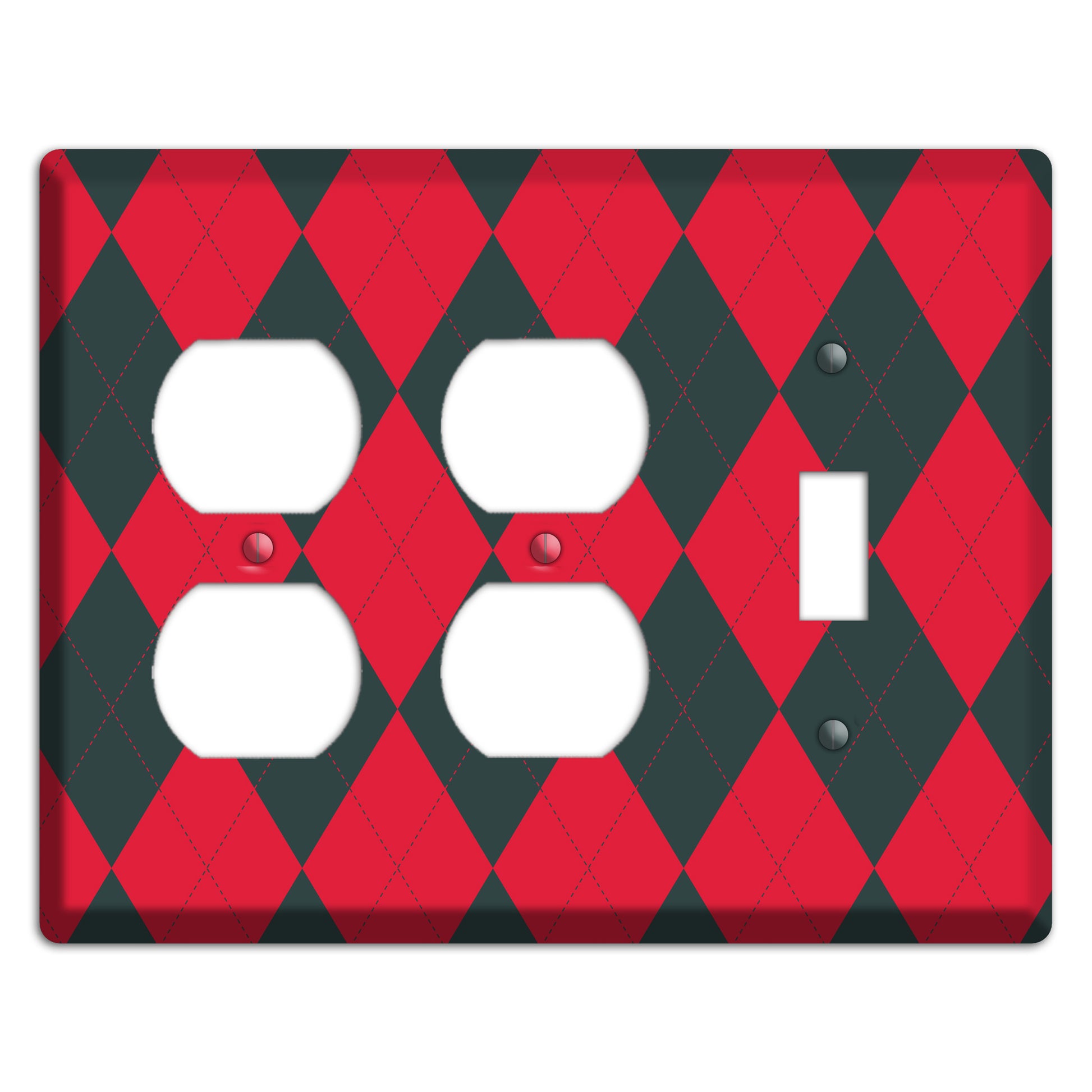 Red and Black Argyle 2 Duplex / Toggle Wallplate